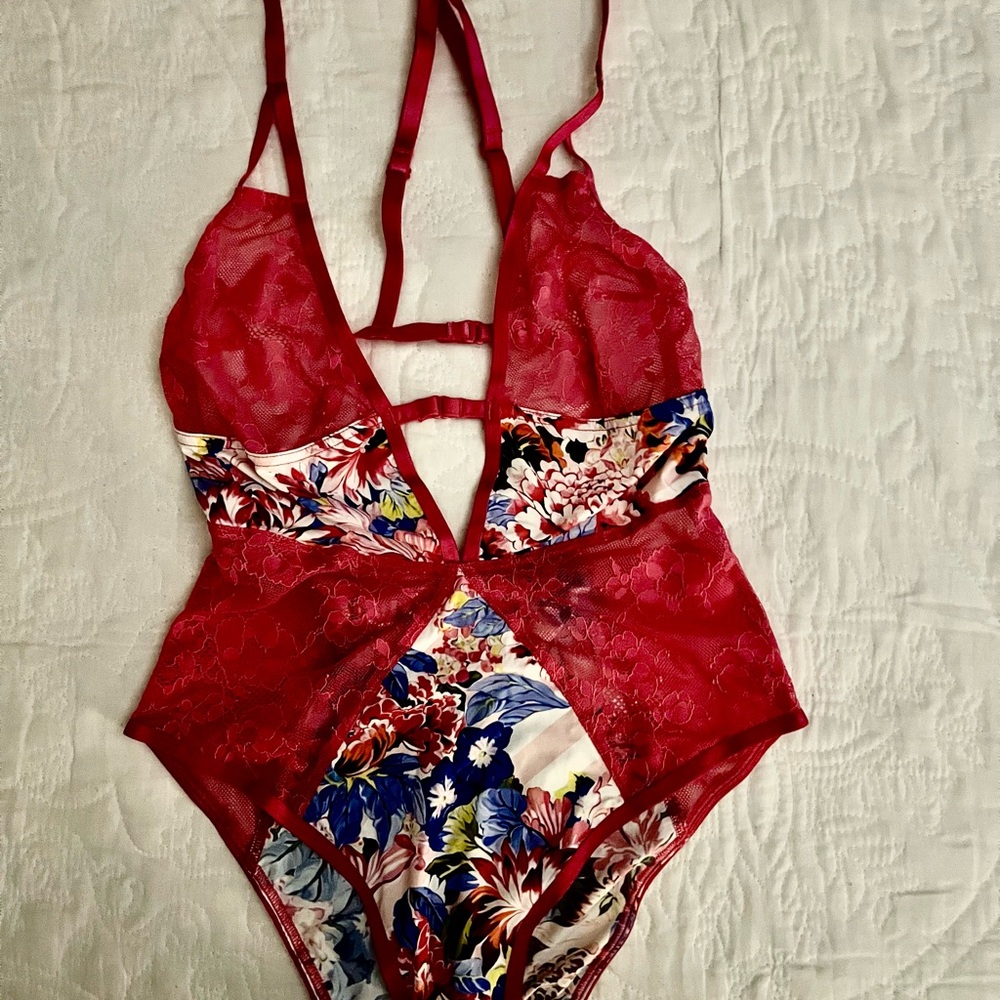Victoria's Secret x Mary Katrantzou Pink Floral Bodysuit